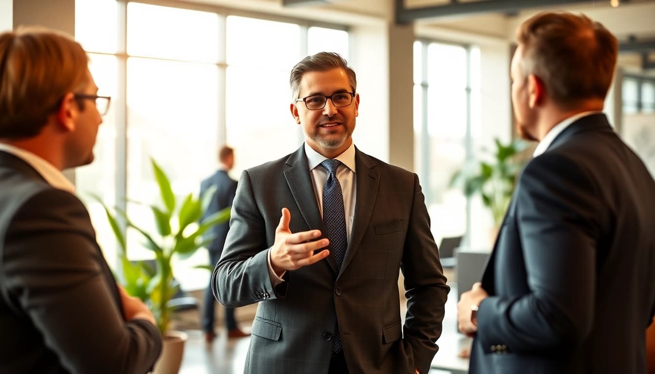 Headhunter Schweiz führt ein professionelles Gespräch im modernen Büro.
