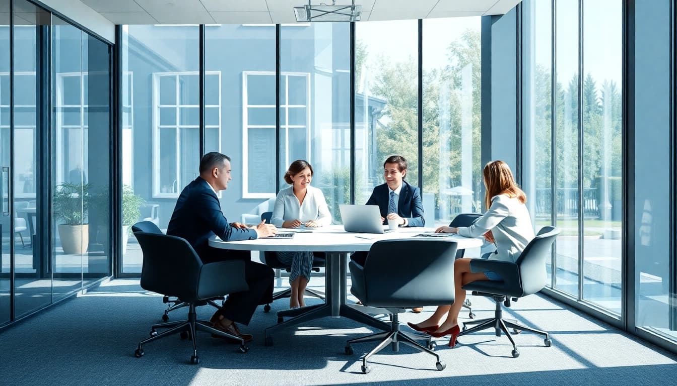Diskutierende Headhunter Vertrieb in einem modernen Büro.