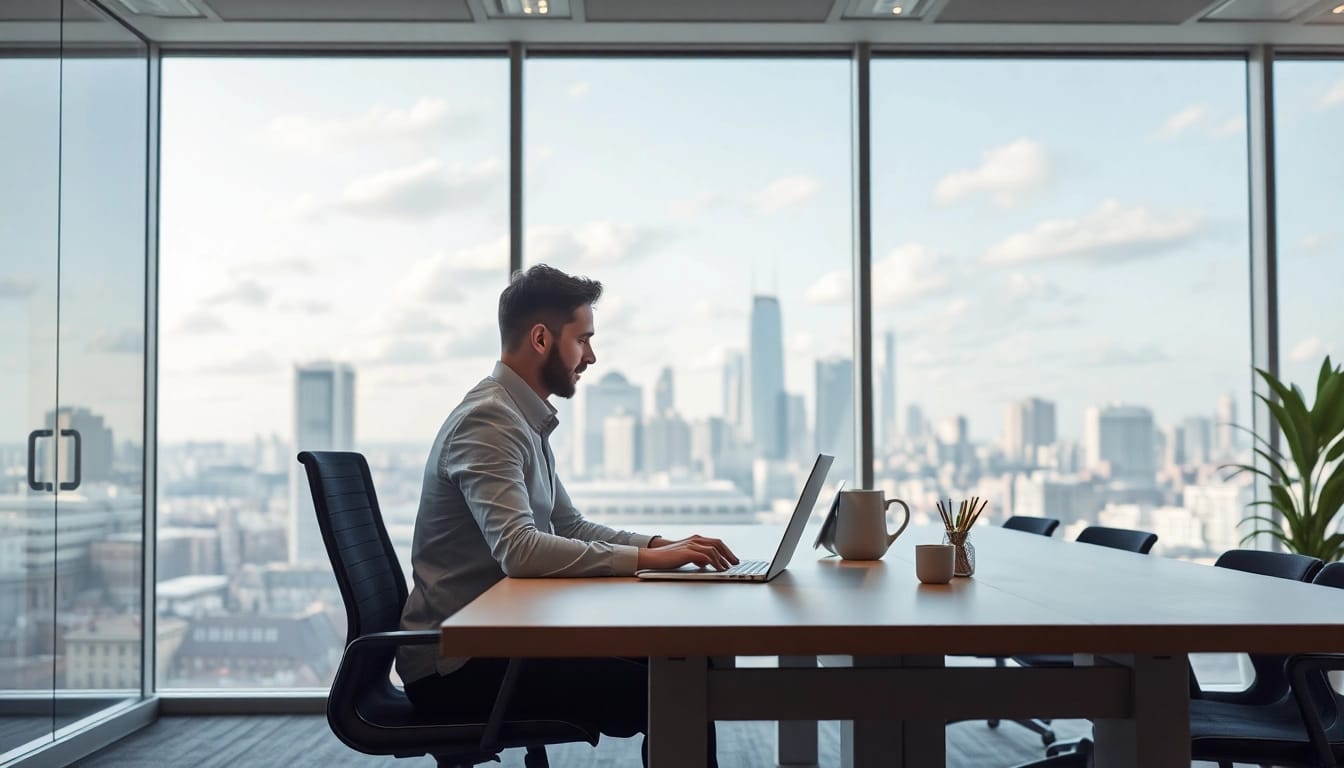 Headhunter Finance in einem modernen Büro, das kreative Zusammenarbeit zeigt.