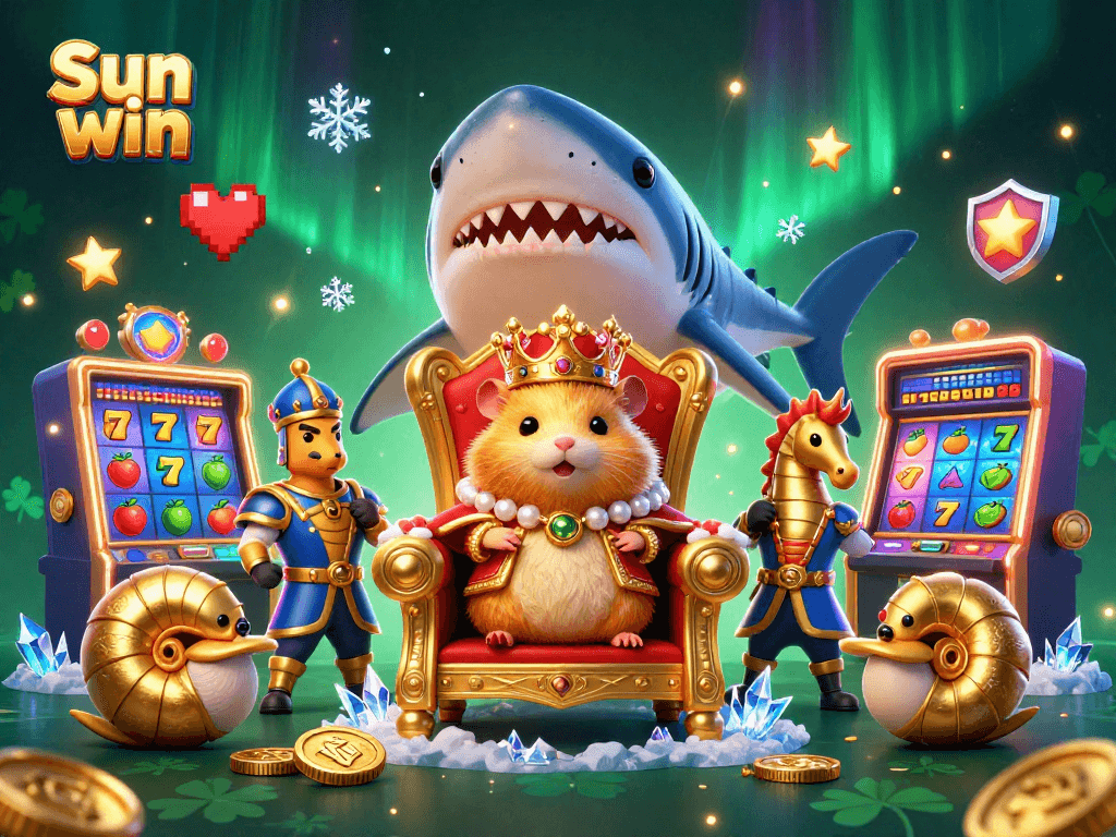 Engage in the Sun win world with a vibrant casino scene featuring a fierce hamster king.