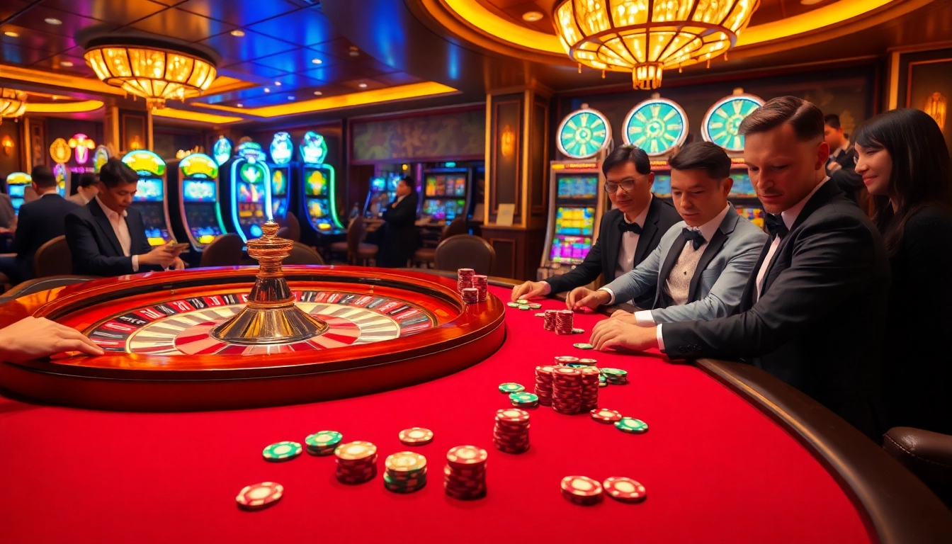Experience the thrill of MM88 at a luxurious casino table filled with vibrant poker chips and a spinning roulette wheel.