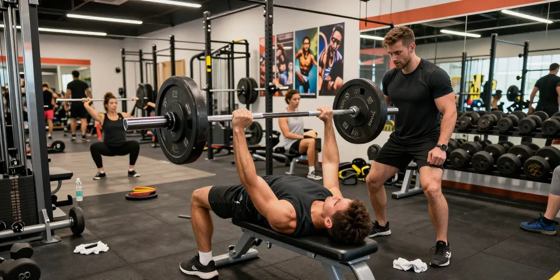 Anabolika Shop Deutschland Fitness-Trainingsszene mit einem Bodybuilder, der in einem hellen Fitnessstudio Gewichte hebt.