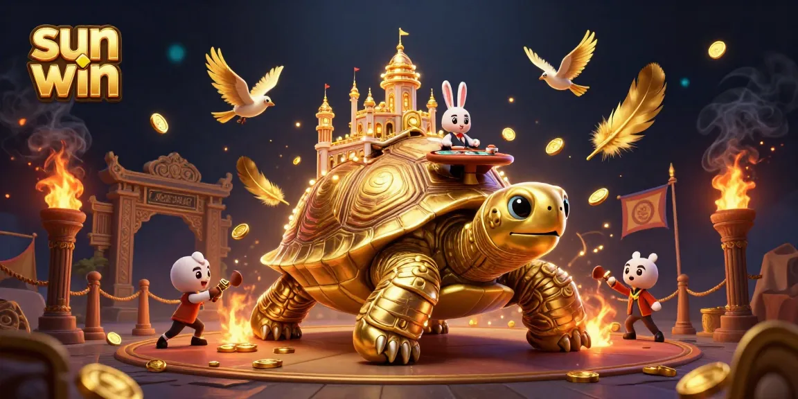 Engage with thrilling gameplay at sun win, featuring a vibrant casino scene with golden elements and dynamic characters.