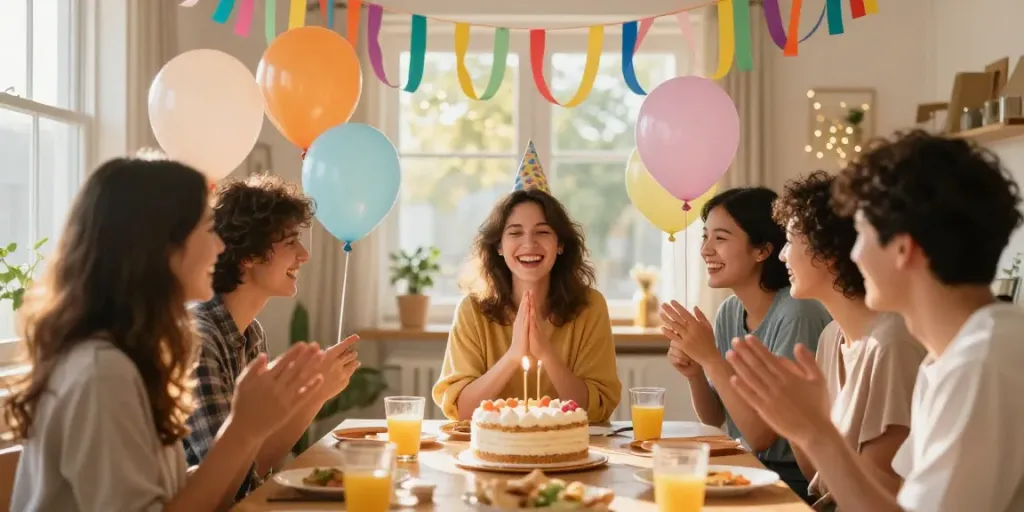 Mooie woorden voor verjaardag voor vrouwen tijdens een feestelijke viering met vrienden.