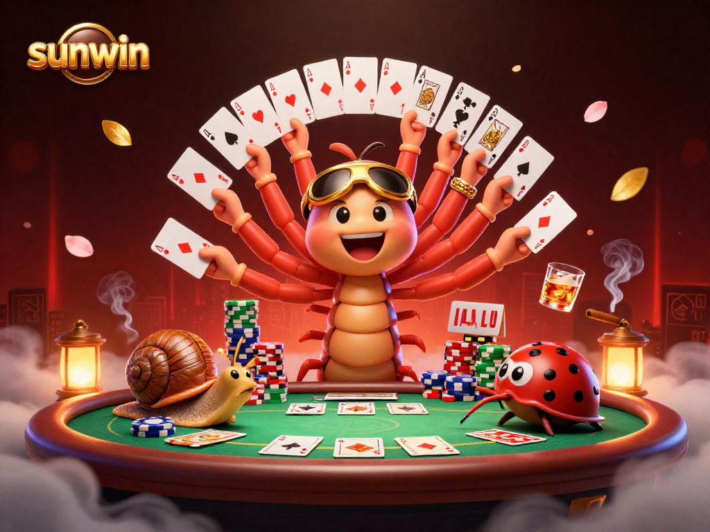 Experience the excitement of sunwin with 3D cartoon characters at a lively poker table, showcasing vibrant gameplay!