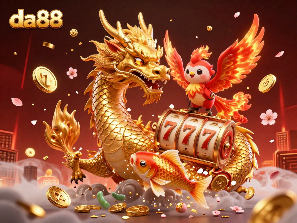 Engage in vibrant gaming adventures with da88 featuring a golden dragon and lucky symbols.