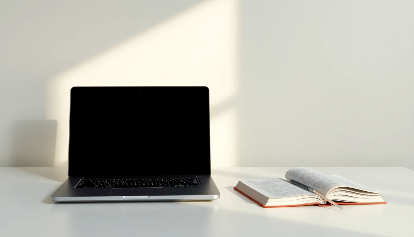 Effektive LinkedIn Werbung gestalten mit Laptop und Notizbuch in einem modernen, inspirierten Setting.