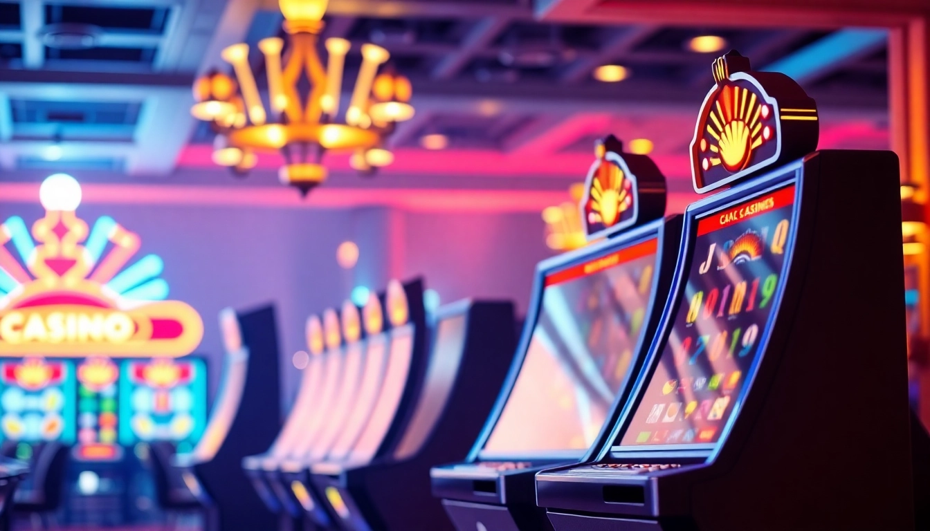 Showcasing the excitement of online casino bonus winnings at vibrant slot machines.