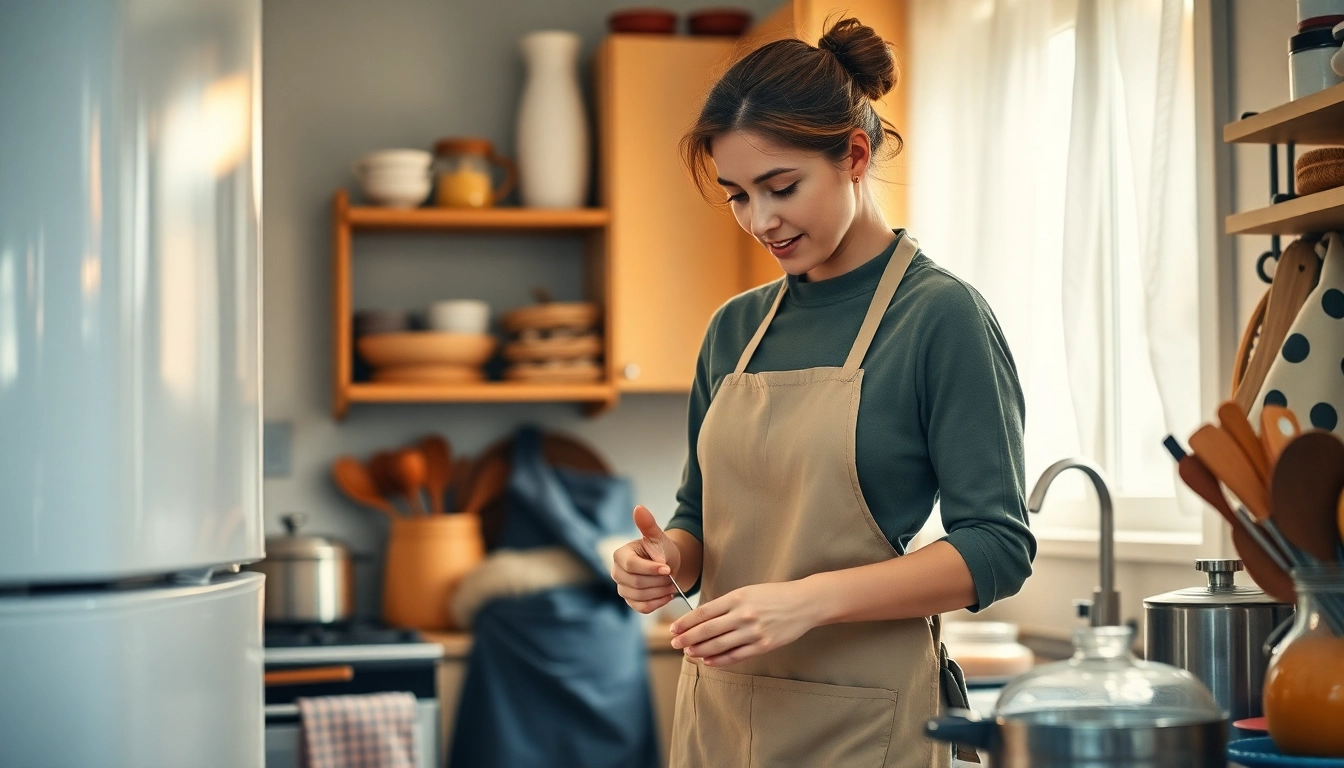 Housekeeper in Hameln efficiently organizing kitchen utensils for better hauswirtschaft hameln.