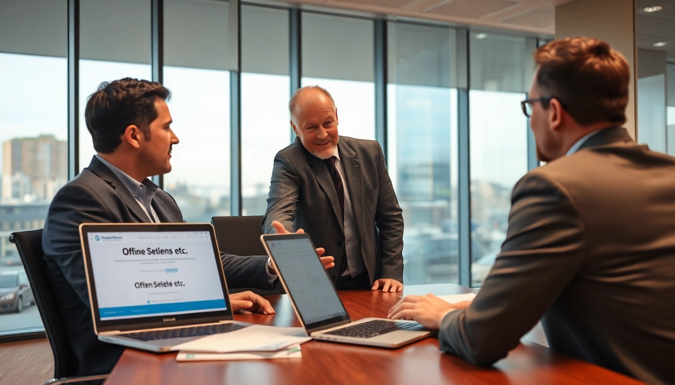 Headhunter Mühlheim diskutiert mit einem Kandidaten in einem modernen Büro.