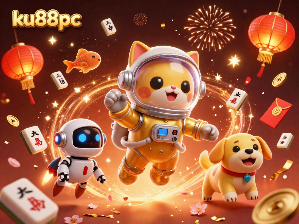 Experience thrilling gaming at ku88pc with vibrant characters celebrating in a detailed casino atmosphere.