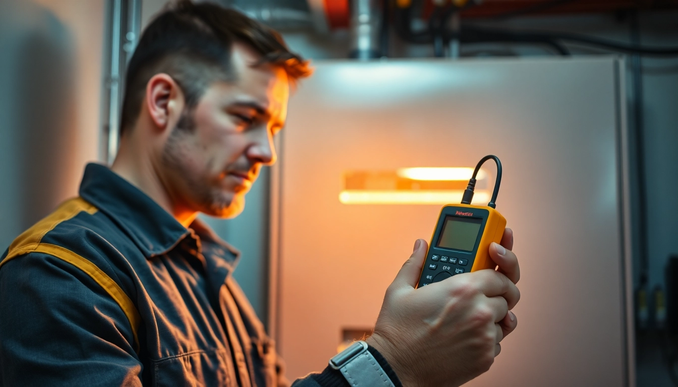 Techniker führt eine DGUV V3 Prüfung an einer elektrischen Anlage durch, um Sicherheit zu gewährleisten.