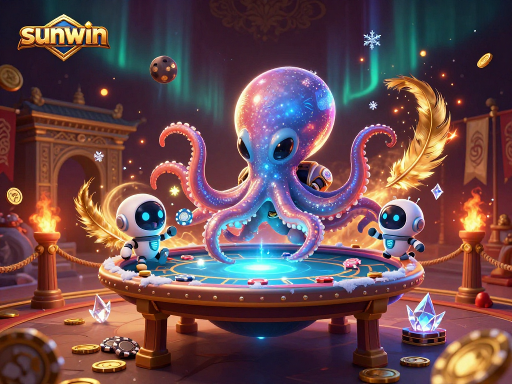 Experience thrilling gameplay with sunwin's holographic poker table in an alien casino