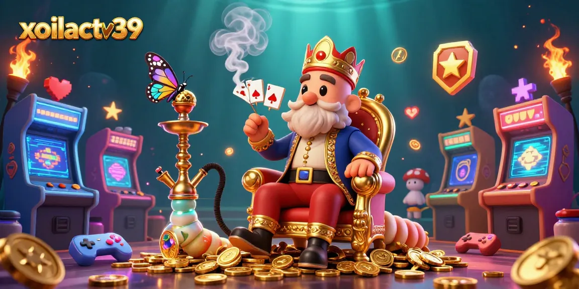 Engage with xoilactv39 in this vibrant 3D cartoon illustration showcasing a whimsical casino scene.