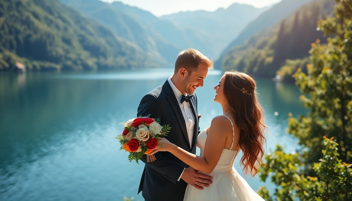 Hochzeitsfotograf Tegernsee bildet ein verliebtes Paar am malerischen Tegernsee ab.