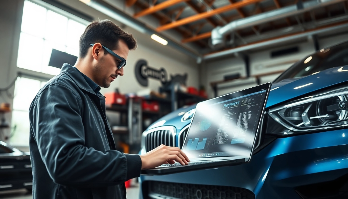 BMW Codierer in action, programming features in a modern vehicle workshop.