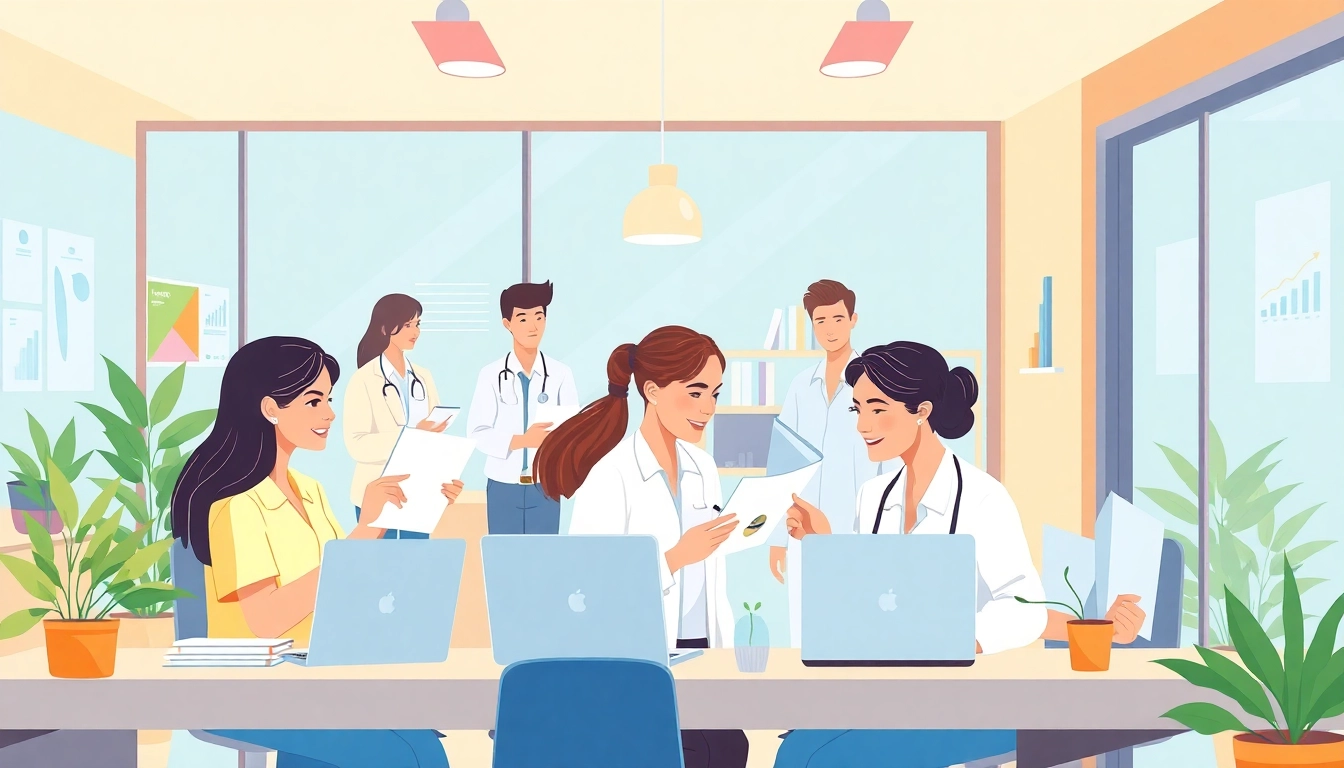 Explore effective marketing für pflegedienste strategies in a vibrant nursing agency office.
