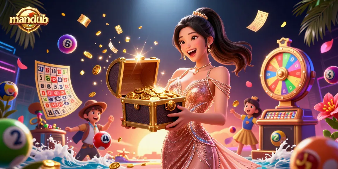 Experience thrilling jackpots at manclub with vibrant visuals of winning moments and golden treasures