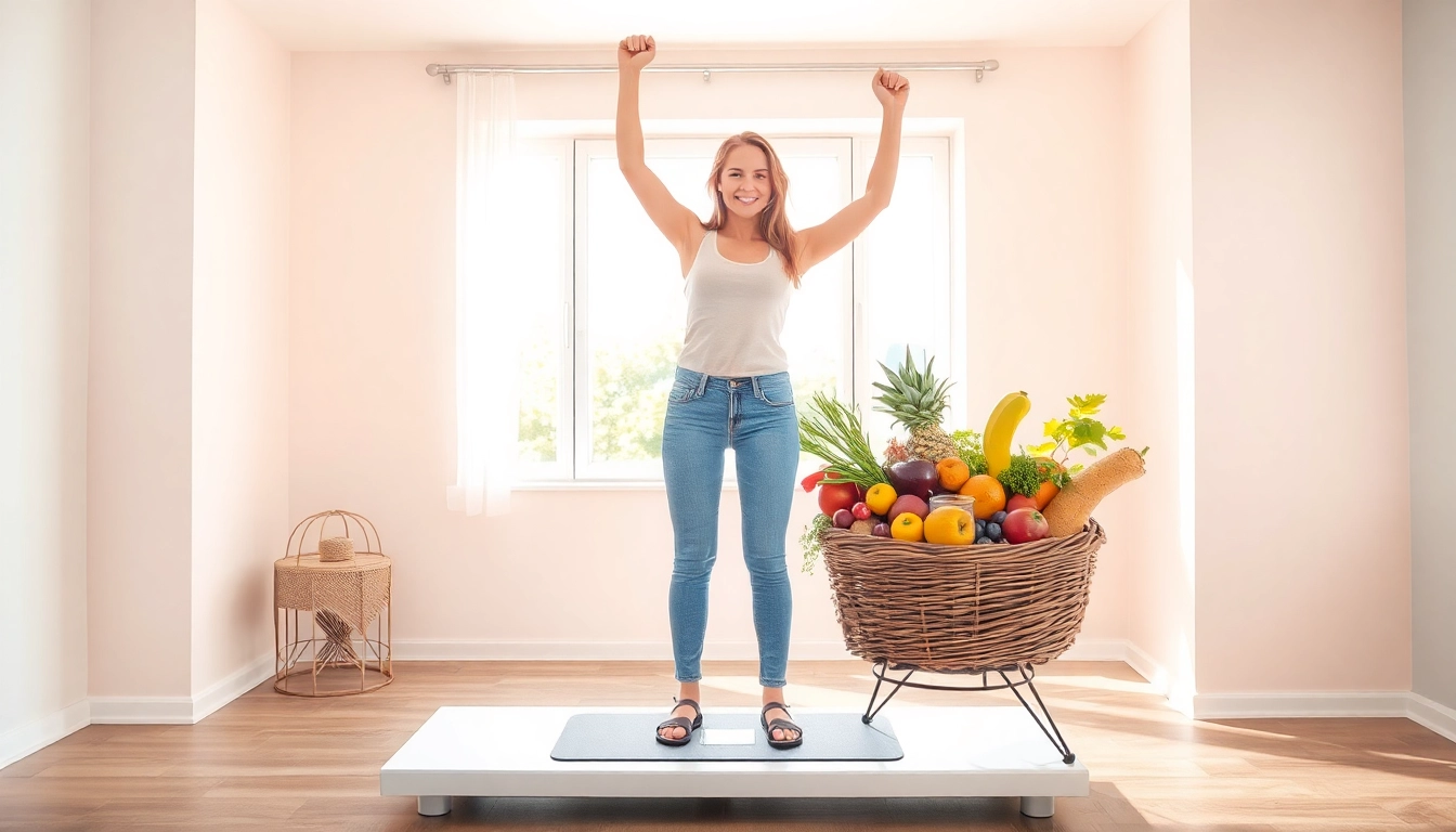 Feier über einen gewollten Gewichtsverlust von 10 Kilo in einer hellen, gesunden Umgebung.