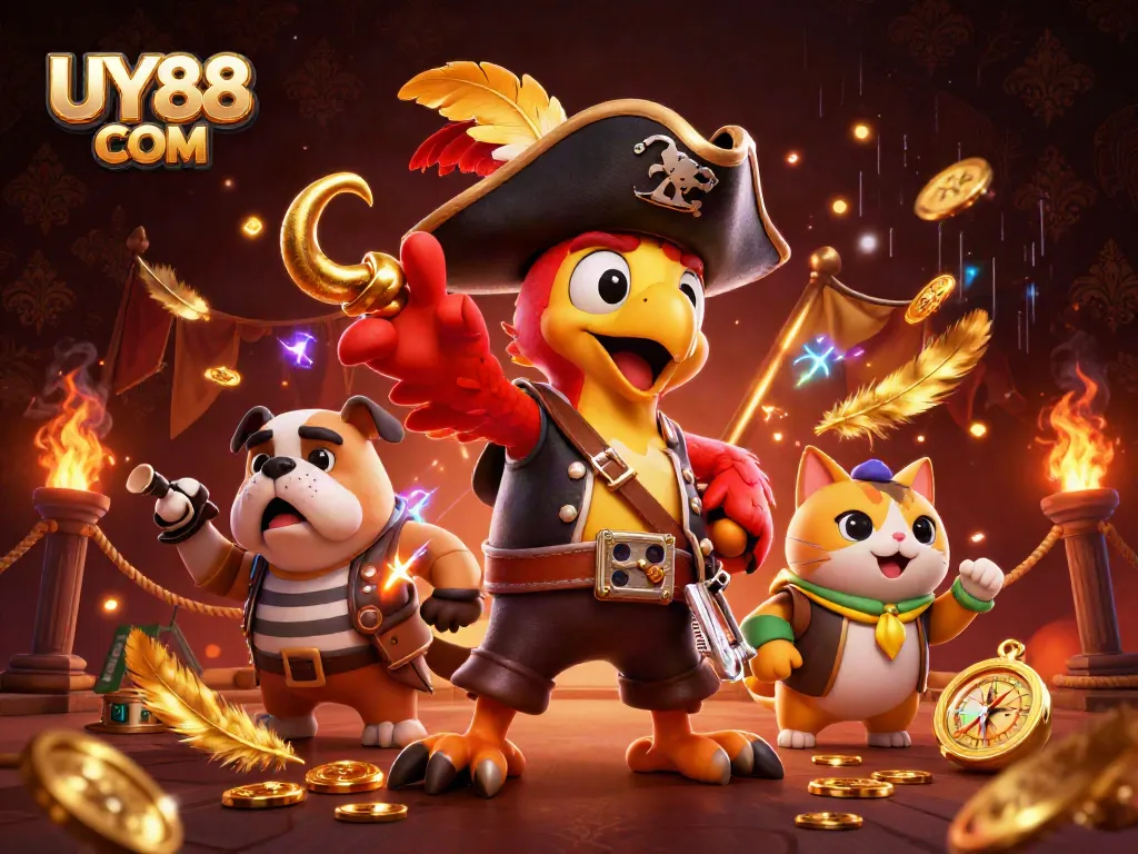 Engage with thrilling adventures at UY88 COM with a vibrant casino-themed 3D scene.