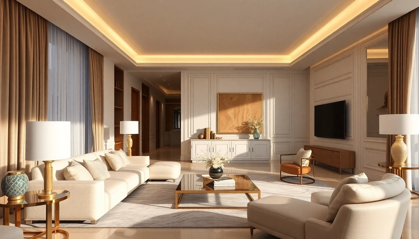 Experience luxury with a captivating living room featuring elegant décor and modern furniture.