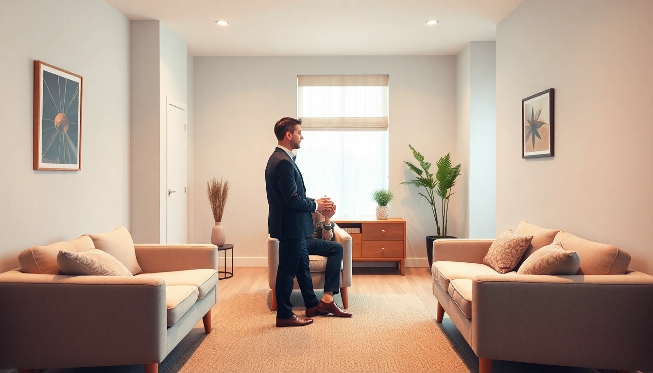 Attentive therapist in a serene Hypnoseinstitut room, creating a calming ambiance for mental health support.