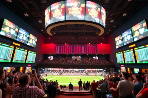 Explore neue wettanbieter deutsche lizenz with an engaging visual of a vibrant sportsbook atmosphere.