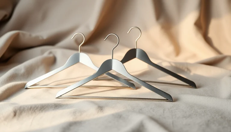 Stylish Kleiderbügel Metall showcasing sleek design and durability on a soft gray background, perfect for organizing clothes.