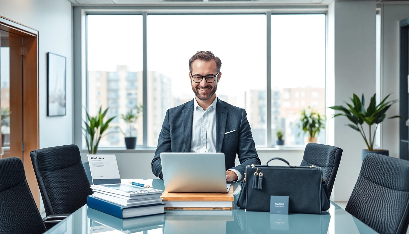 Headhunter Rostock, der in einem modernen Büro mit Notizen arbeitet und eine professionelle Atmosphäre schafft.