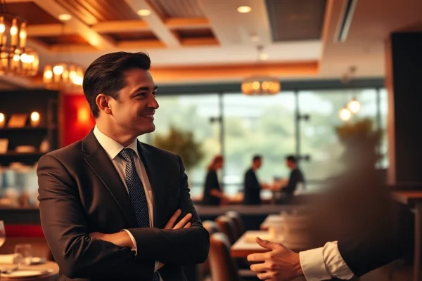 Headhunter Gastronomie engaged in a productive conversation in a modern restaurant.