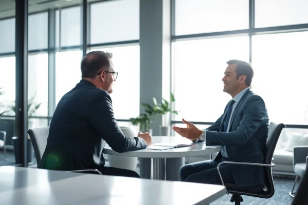 Headhunter Erfurt führt professionelles Bewerbungsgespräch in modernem Büro mit natürlichem Licht.