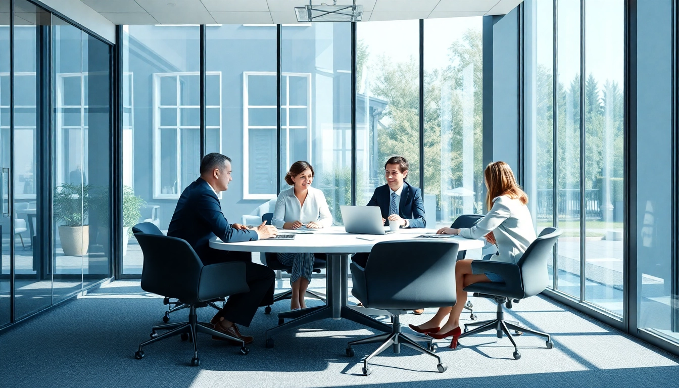 Diskutierende Headhunter Vertrieb in einem modernen Büro.