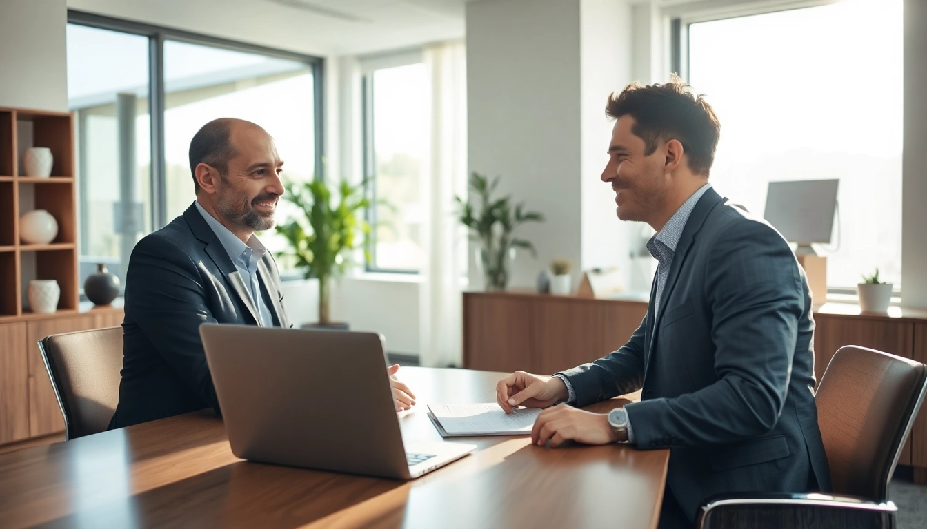Interaktion zwischen Headhunter Essen und Klient in einem modernen Büro