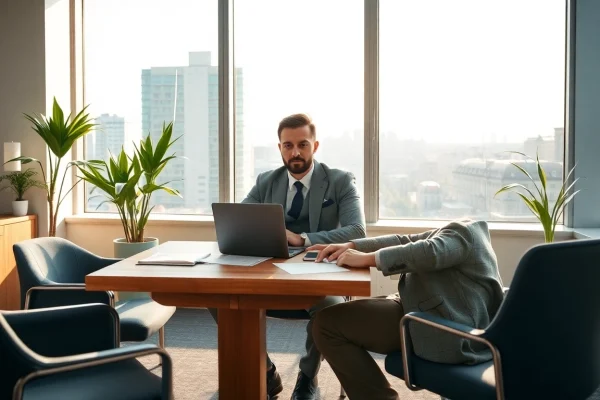 Headhunter Düsseldorf bei der Arbeit in einem modernen Büroumfeld.