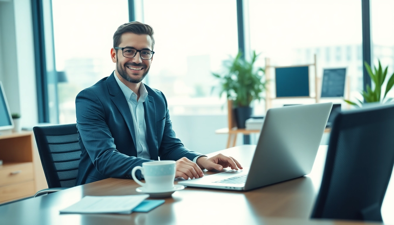 Headhunter IT, der in einem modernen Büro konzentriert arbeitet und Talente rekrutiert.