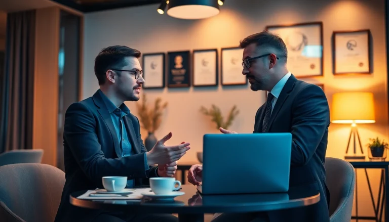 Headhunter Gastronomie berät einen Kunden in einem modernen Büro.