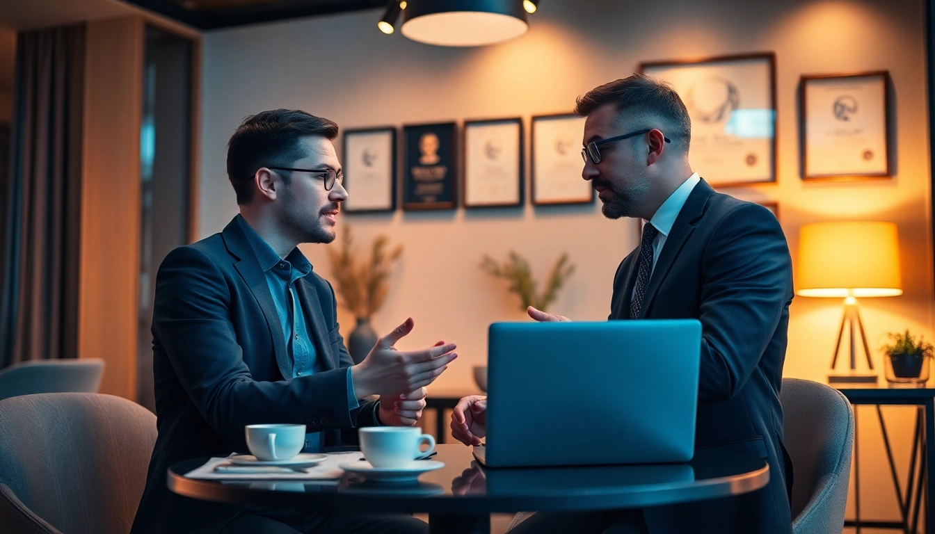 Headhunter Gastronomie berät einen Kunden in einem modernen Büro.