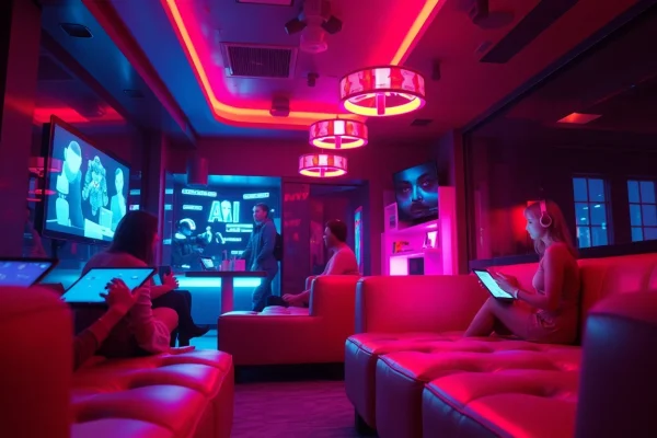 Engaging in immersive porn ai chat with realistic AI characters in a cozy digital space.