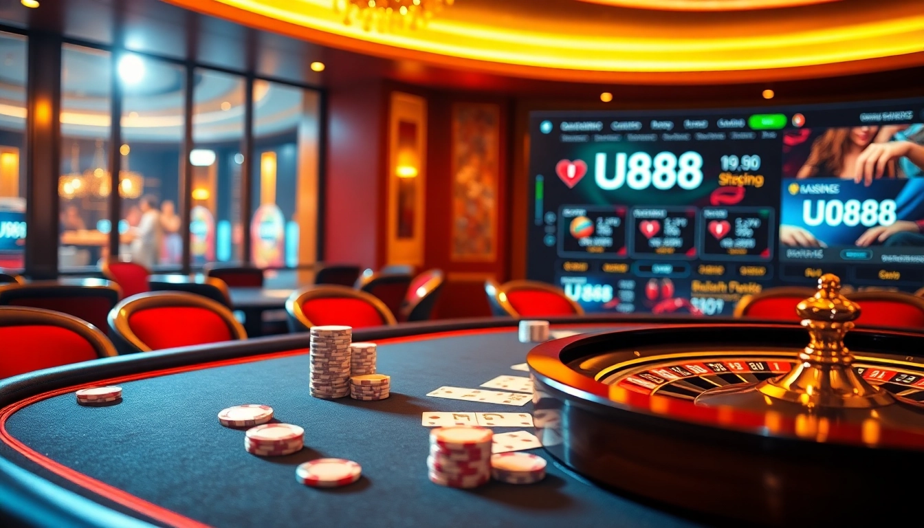 Experience the excitement of gambling at UU88 with thrilling poker games and casino visuals.