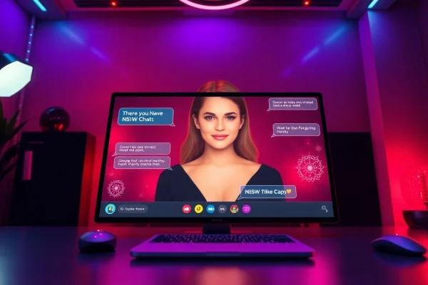 AI chat NSFW interface showcasing vibrant interactions with a digital character.
