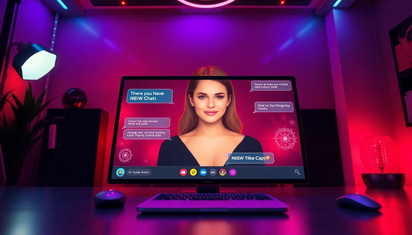 AI chat NSFW interface showcasing vibrant interactions with a digital character.