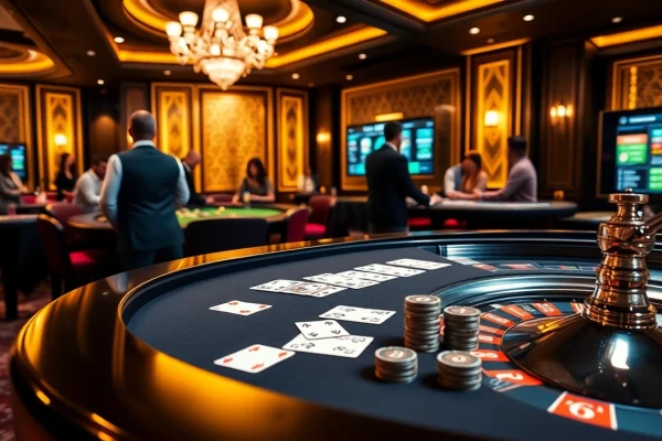 Exciting scene of tỷ lệ cá cược bóng đá being analyzed at a luxurious poker table with betting chips.