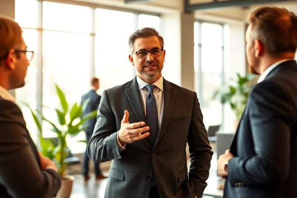 Headhunter Schweiz führt ein professionelles Gespräch im modernen Büro.