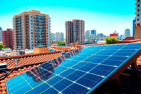 Vibrant image of Pv anlagen wien showcasing solar panel installation in an urban setting.