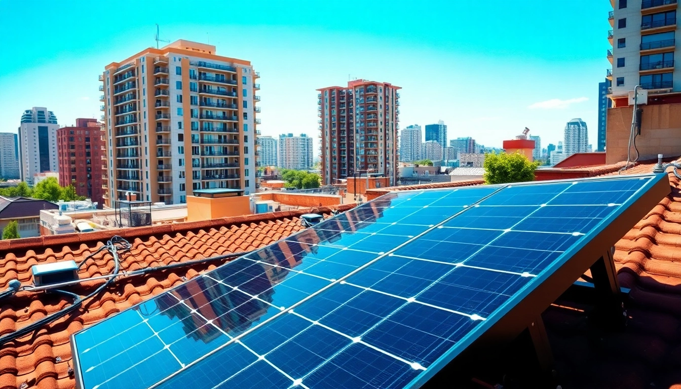 Vibrant image of Pv anlagen wien showcasing solar panel installation in an urban setting.