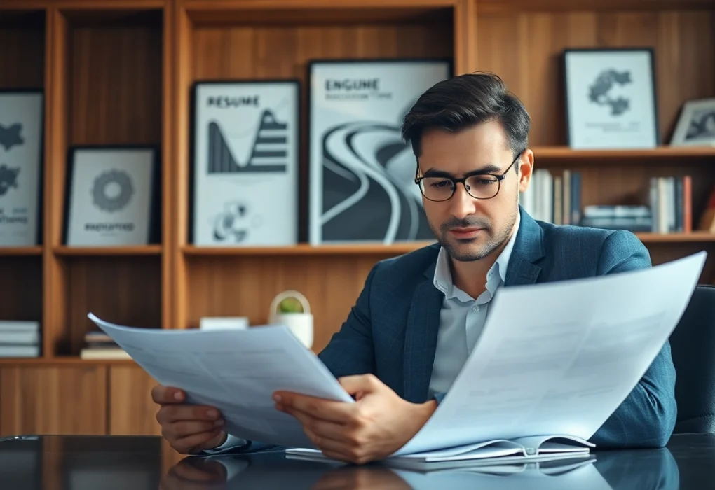 Headhunter Ingenieure in professioneller Umgebung bei der Durchsicht von Lebensläufen.