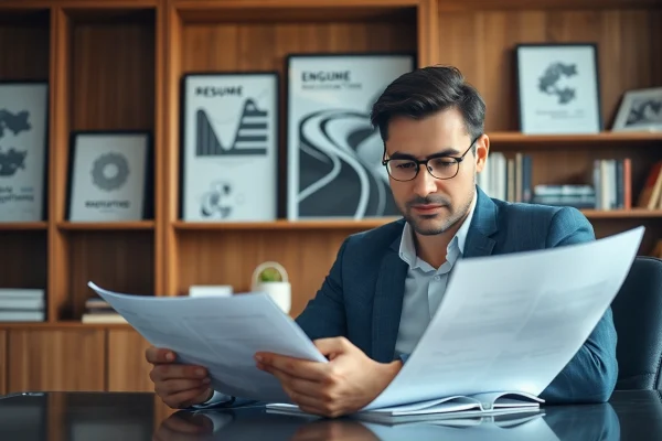 Headhunter Ingenieure in professioneller Umgebung bei der Durchsicht von Lebensläufen.