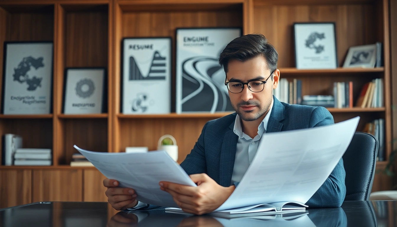 Headhunter Ingenieure in professioneller Umgebung bei der Durchsicht von Lebensläufen.