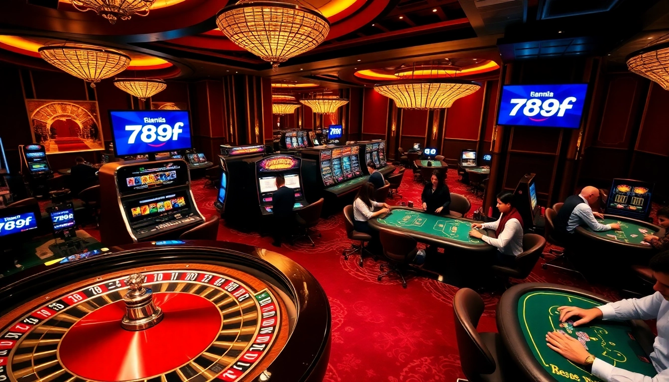 Players enjoying their experience at 789f casino with vibrant gaming tables and exciting atmosphere.