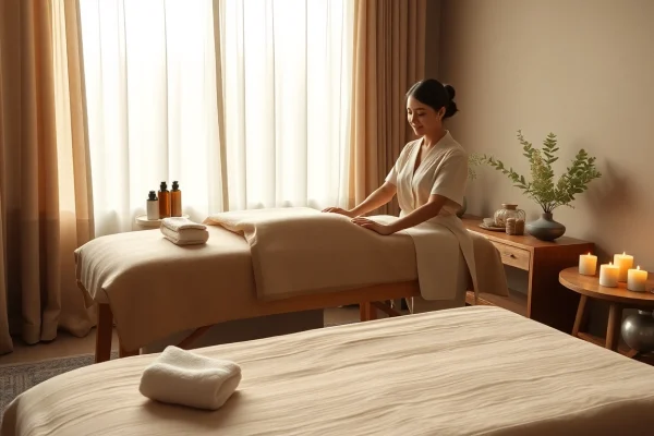 조용한 가정 환경에서 전문 마사지사가 배치된 평택출장마사지 서비스의 모습으로, 이완과 편안함을 강조합니다.